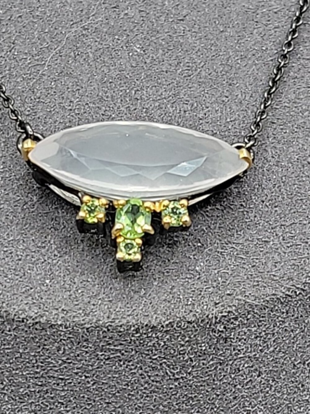 10ct Rose Quartz Peridot Sterling Silver Pendant Necklace 20" 925 Chain Stunning - Picture 5 of 16